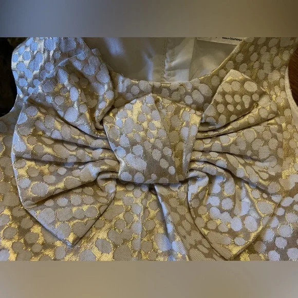 Metallic Gold Circle Dots Dress Girls 3-4 Formal Glam Resort Party - Picture 5 of 7